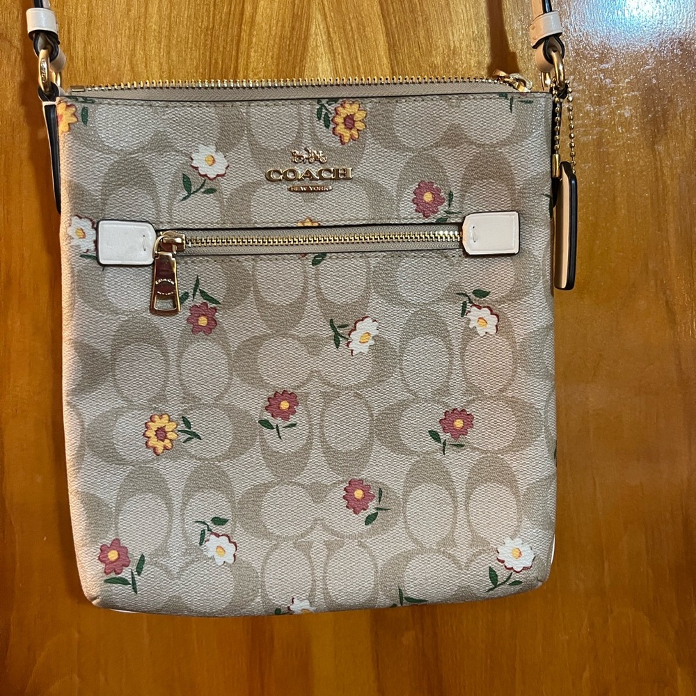NEW COACH Mini Rowan File Bag In Signature Canvas Nostalgic Ditsy crossbody bag